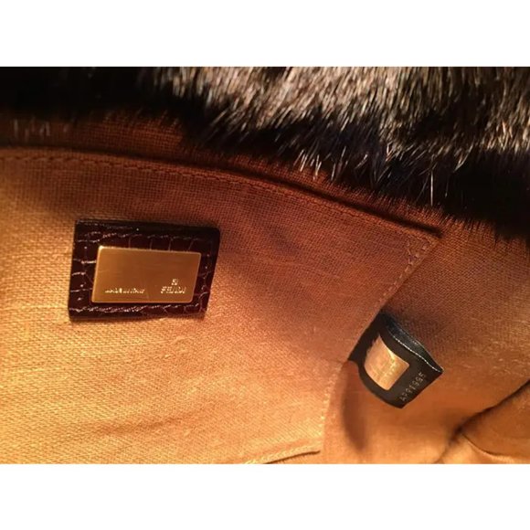 Rare Limited Edition Fendi Brown Alligator and Mink Fur Satchel Handbag - Picture 8 of 10